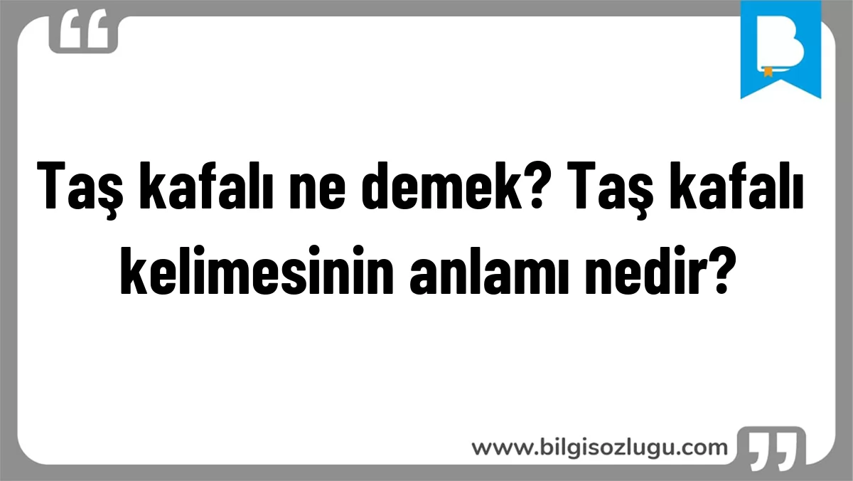 Taş kafalı ne demek? Taş kafalı kelimesinin anlamı nedir?