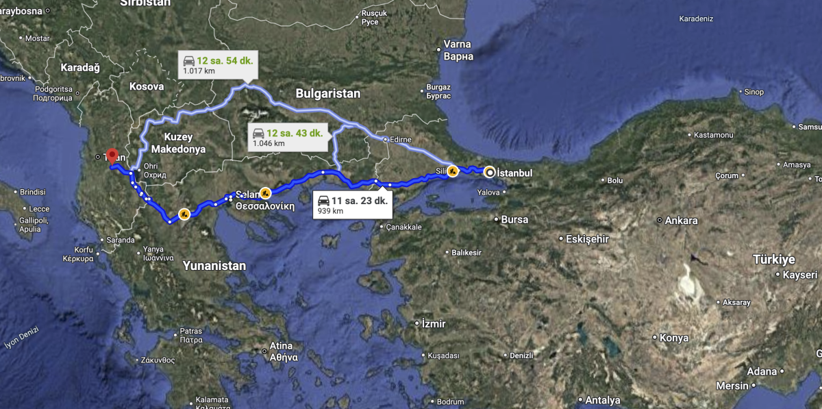 Türkiye ile Arnavutluk Arası Kaç Kilometre?