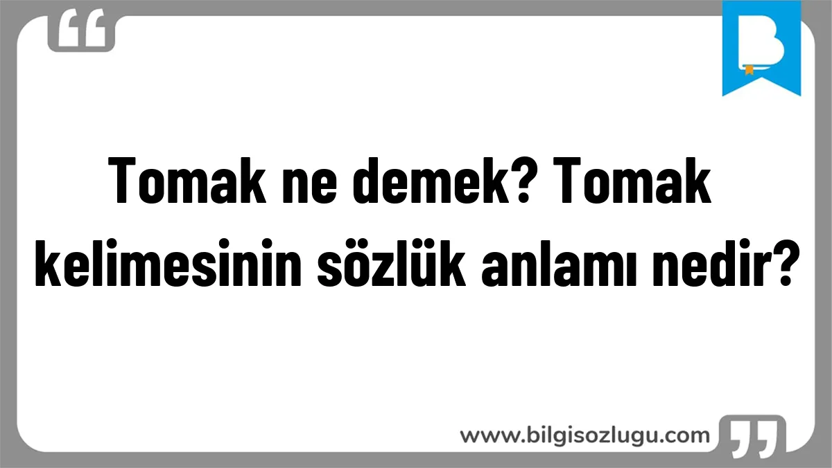 Tomak ne demek? Tomak kelimesinin sözlük anlamı nedir?