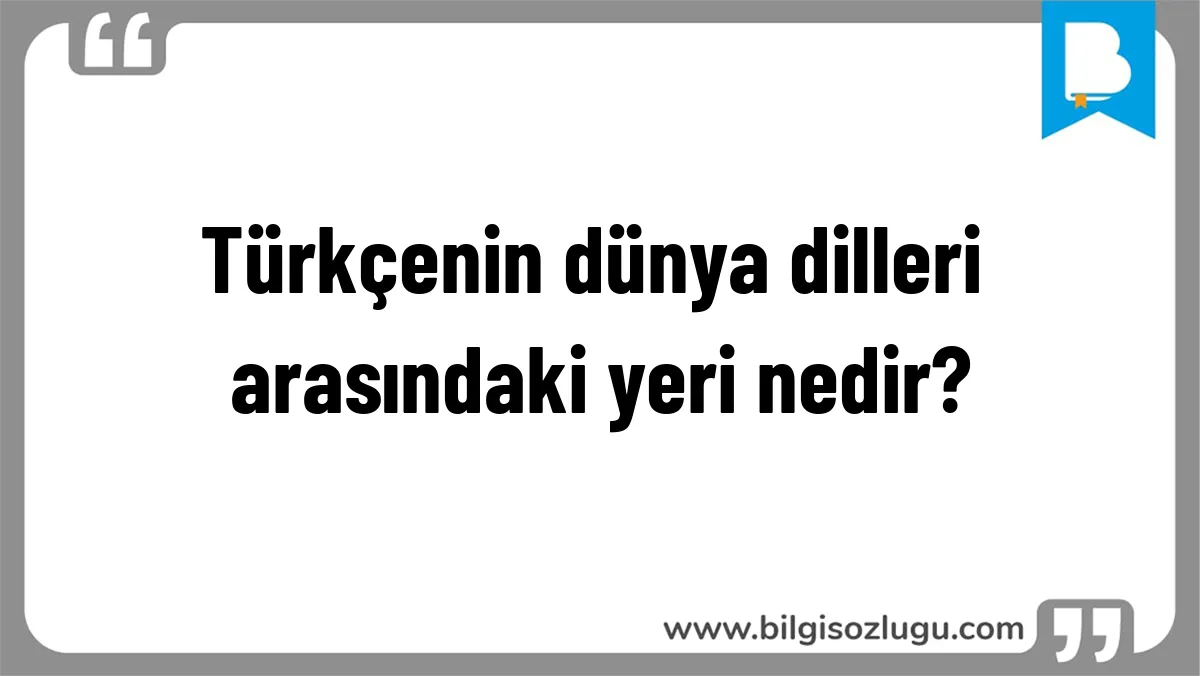 Türkçenin dünya dilleri arasındaki yeri nedir?