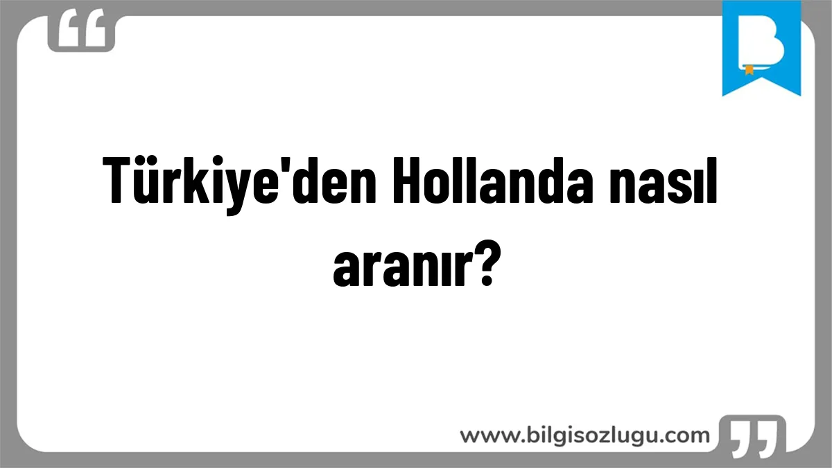 Türkiye'den Hollanda nasıl aranır?