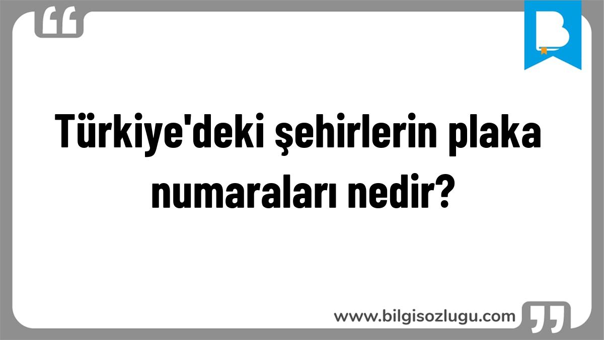 Türkiye'deki şehirlerin plaka numaraları nedir?