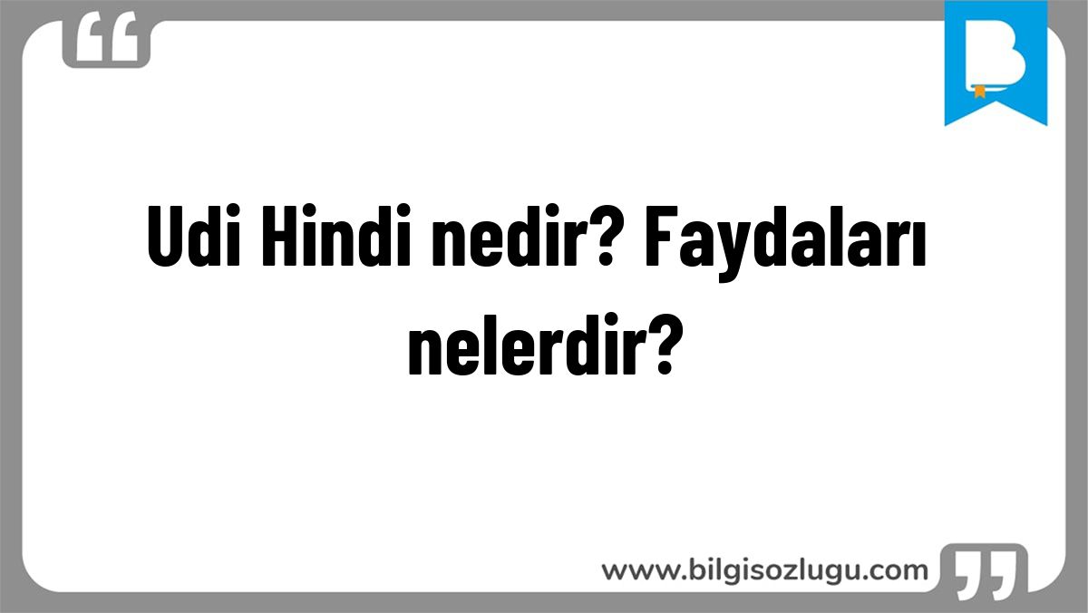 Udi Hindi nedir? Faydaları nelerdir?