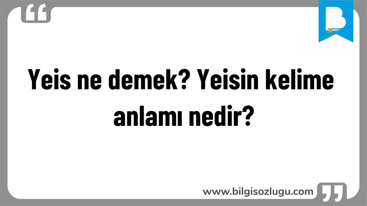 Yeis ne demek? Yeisin kelime anlamı nedir?