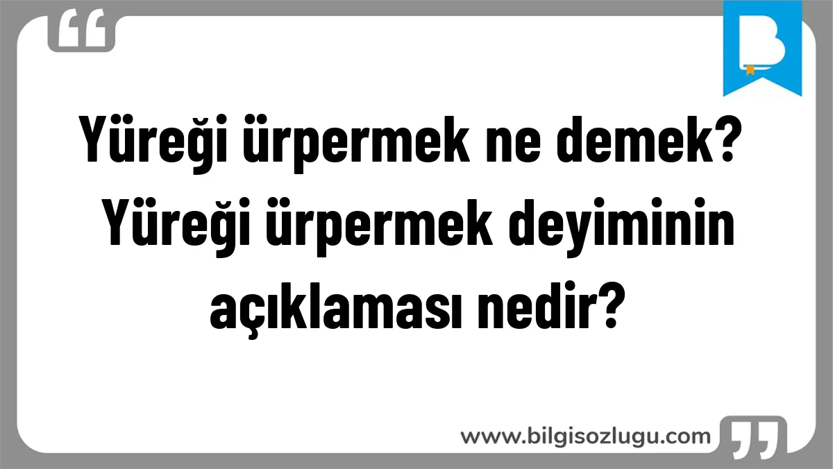 Yüreği ürpermek ne demek? Yüreği ürpermek deyiminin açıklaması nedir?