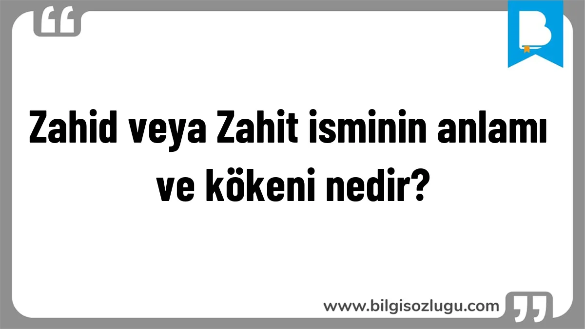 Zahid veya Zahit isminin anlamı ve kökeni nedir?