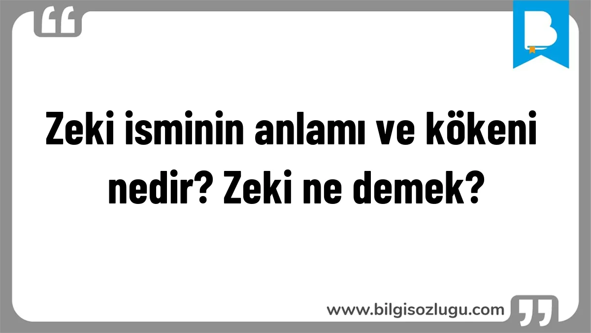 Zeki isminin anlamı ve kökeni nedir? Zeki ne demek?