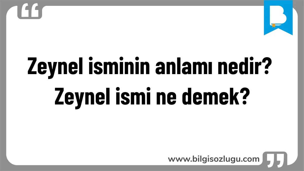 Zeynel isminin anlamı nedir? Zeynel ismi ne demek?