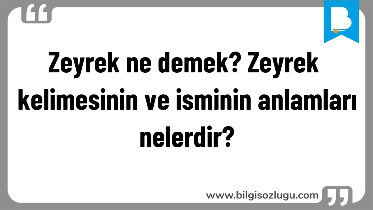 Zeyrek ne demek? Zeyrek kelimesinin ve isminin anlamları nelerdir?
