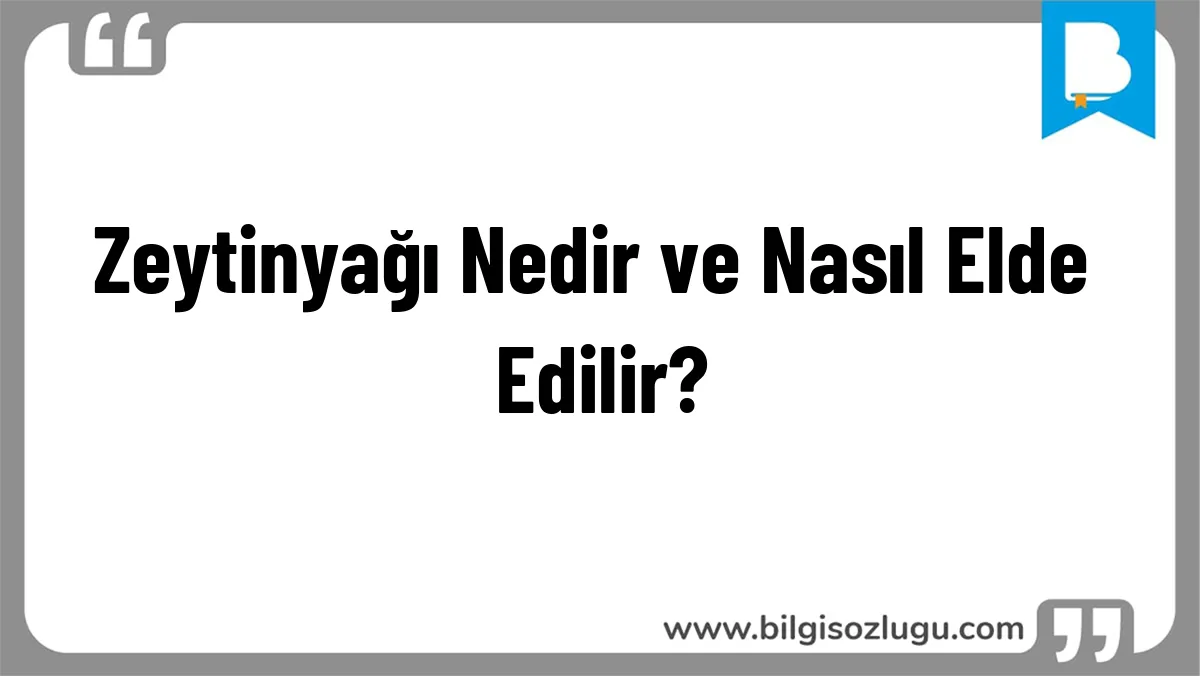 Zeytinyağı Nedir ve Nasıl Elde Edilir?