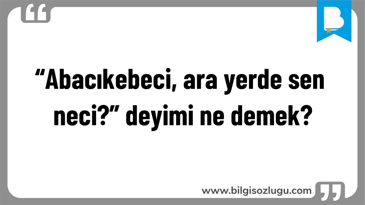 “Abacıkebeci, ara yerde sen neci?” deyimi ne demek?